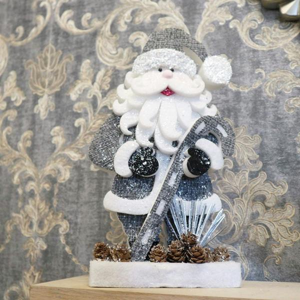 32cm Grey Santa Tabletop Christmas Decoration with Glitter Detail and Foam Construction image 8