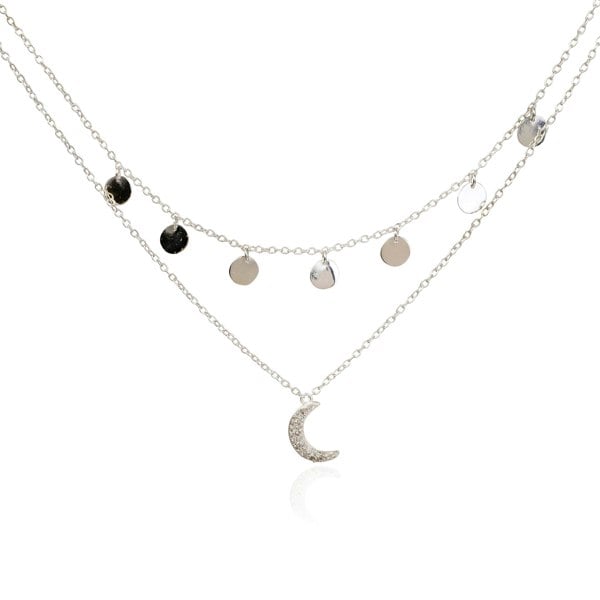 Star Gaze Double Layer Necklace Silver - Lila Rasa