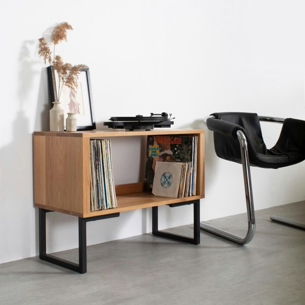 The Urban Editions Stanton Vinyl Storage cabinet on Square Legs