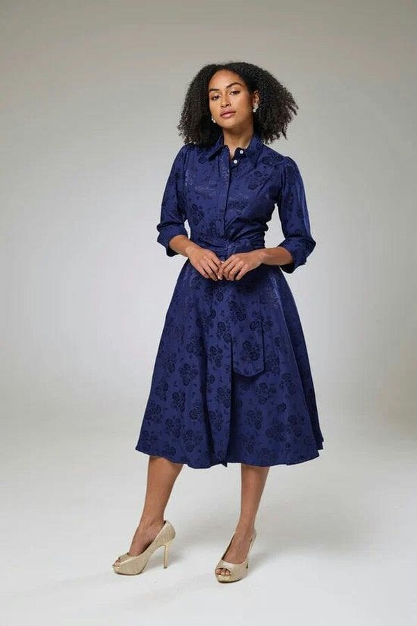 Lioness by TF Royal Blue Petals Sleeved Dress