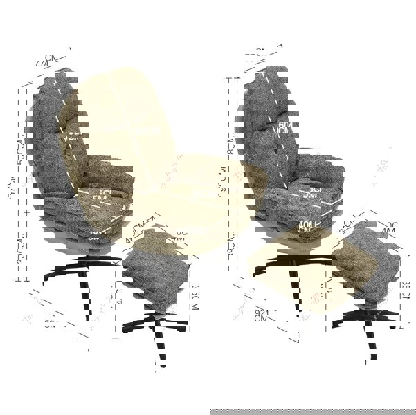 Chenille Lounge Chair with Footstool Living and Home