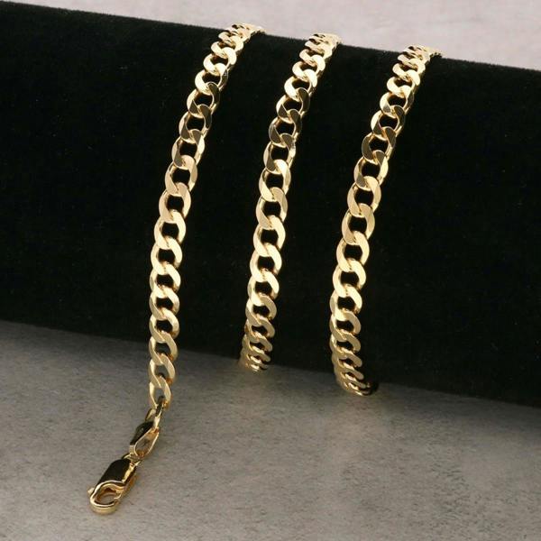 Yellow Gold Plated 5.2mm Diamond Cut Curb Chain - Love Silver Jewellery