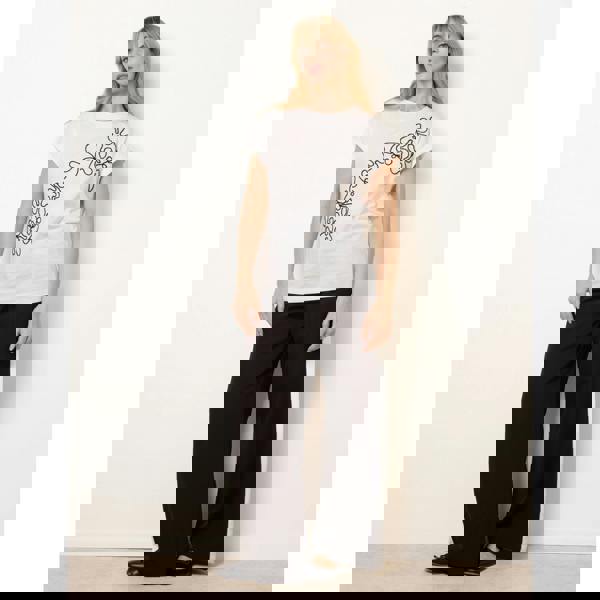 Blue Vanilla T-Shirt With Floral Embroidery