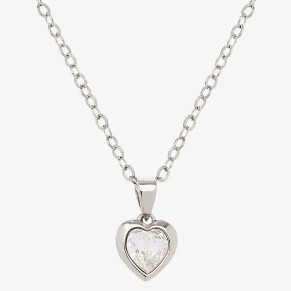 Ted Baker HANNELA Silver Tone Crystal Heart Necklace TBJ1681-01-02