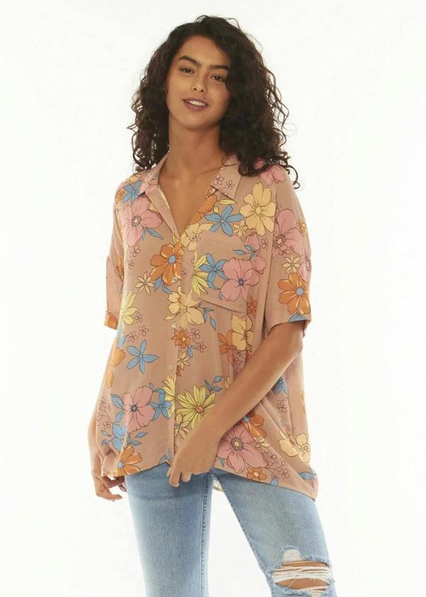 Sisstrevolution Stay Stoked SS Woven Top - Rust - S
