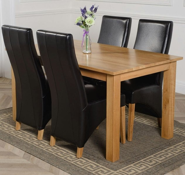 That's Furniture Oslo 150 x 90cm Medium Oak Dining Set with Lola Leather Chairs