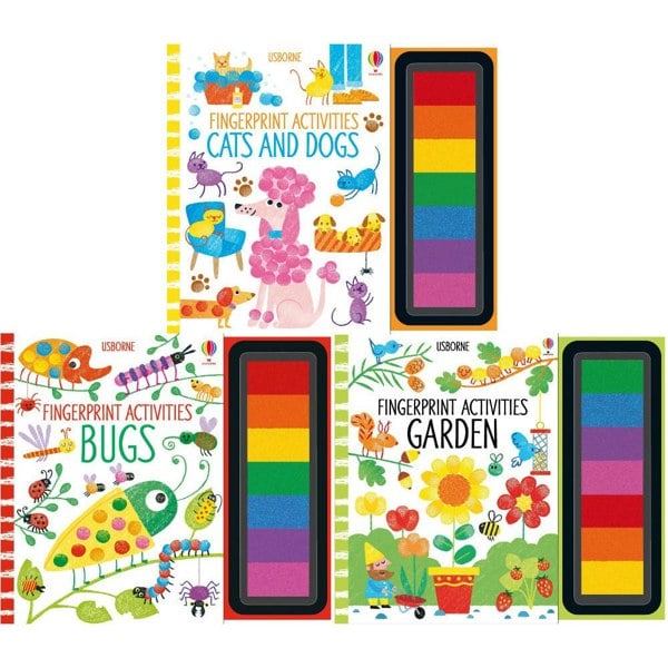 Fingerprint Activities Series 3 Books Collection Set - Garden, Cats & Dogs, Bugs