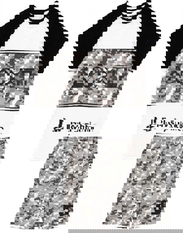 PlayStation Boys Grey Camo Logo Print Short Sleeve Short Leg Pyjama Set