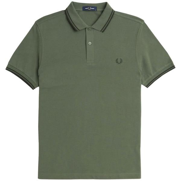 Front view of Fred Perry The Fred Perry Shirt for Men in Laurel Wreath Green/Night Green