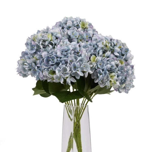 Wyld Haus Set of 3 Artificial Flower Blue Hydrangea Stems (5 Heads per Stem)