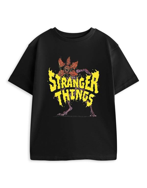 Stranger Things Unisex Kids Black Demogorgon Short Sleeved T-Shirt
