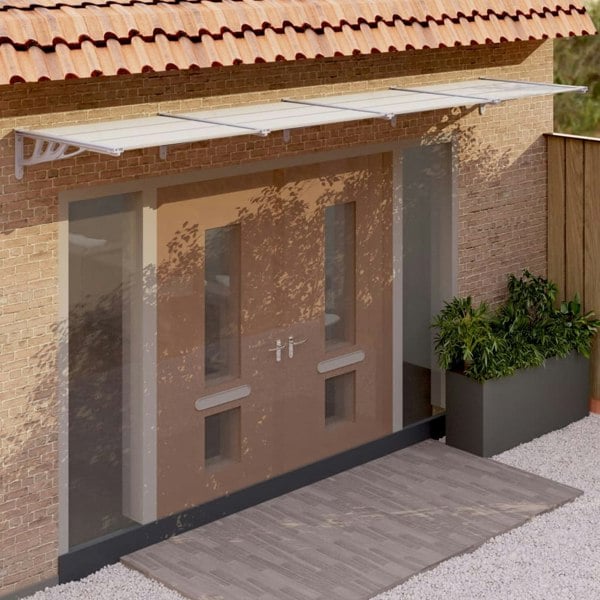 Berkfield Door Canopy Grey and Transparent 396x90 cm Polycarbonate