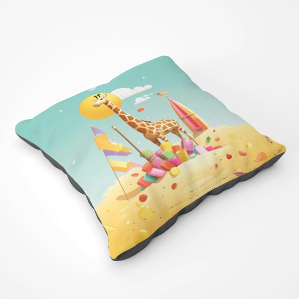 Warren Reed A Giraffe On A Beach Holiday Floor Cushion