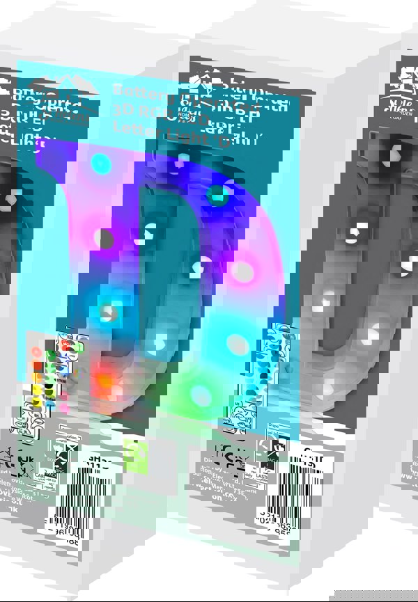 St Helens Battery Operated RGB Letter   With Remote Control Letter D