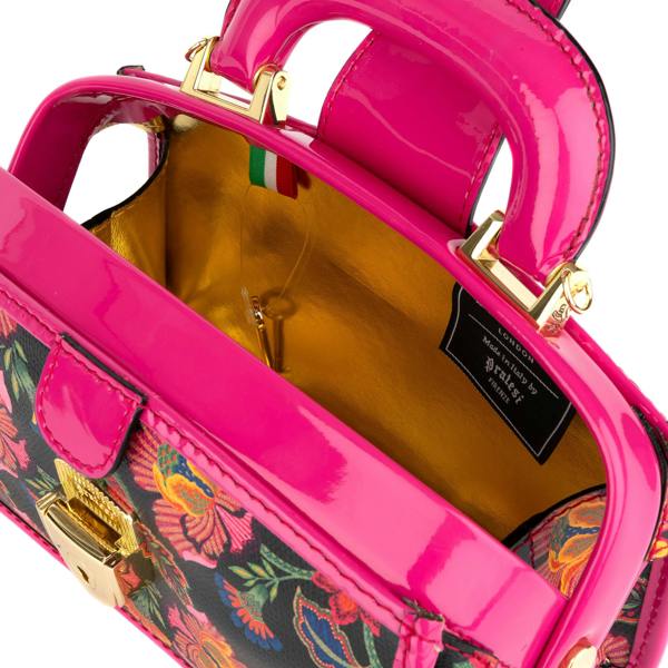Embassy London Gazelle Mini - Red Flowers - Women’s mini patent leather top handle & crossbody bag