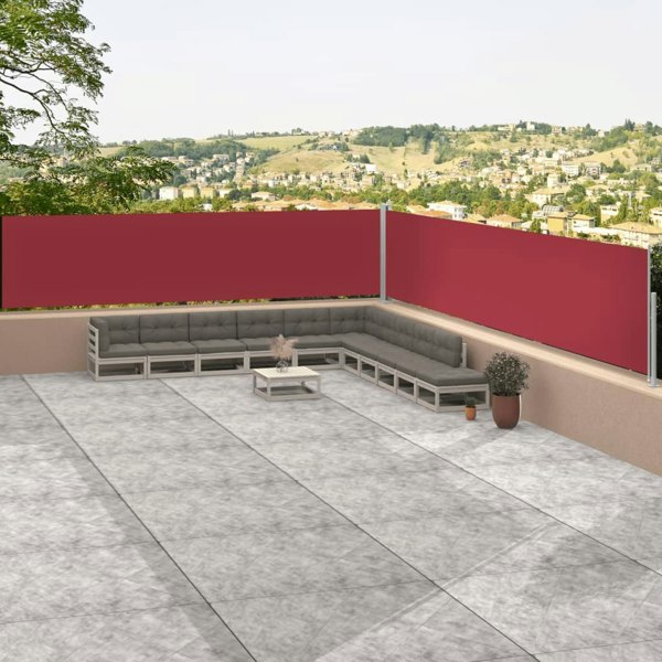 Berkfield Retractable Side Awning Red 117x1200 cm