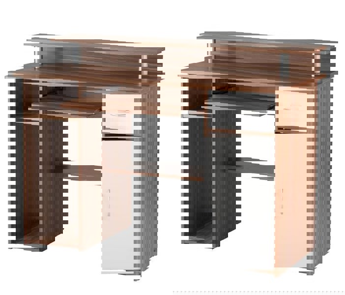 Dorel Home Albany Desk with 1 Drawer and 1 Door in Walnut White