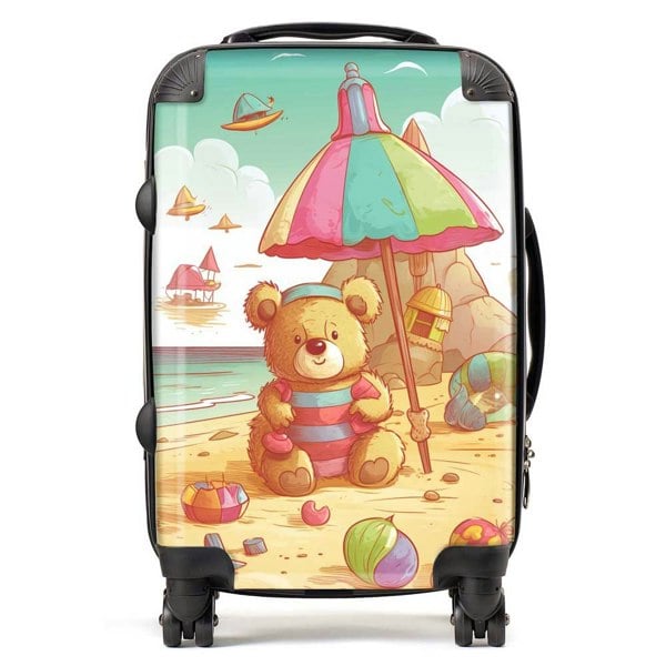 Warren Reed Teddy Bead On A Beach Holiday Suitcase