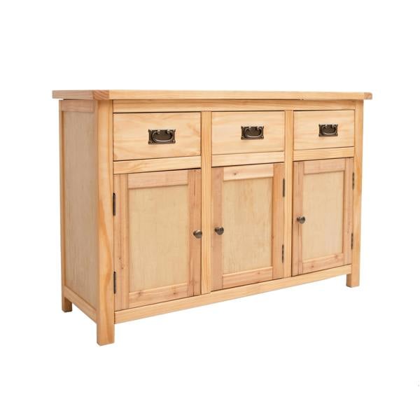 Cabinet Bits Lugo Waxed 3 Drawer 3 Door Sideboard Brass Drop Handle