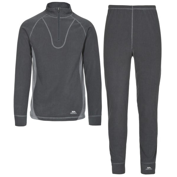 Trespass Unisex Thriller Thermal Top And Bottom Set - Cement