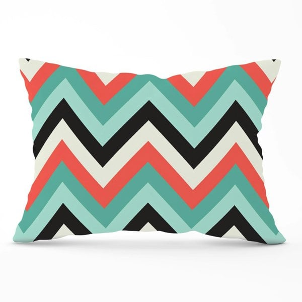 Warren Reed Geometric Colored Chevron Pattern Cushions