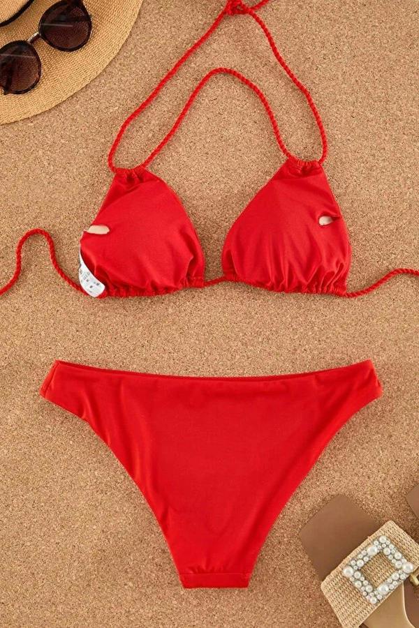 WOVCOR Tunnel Triangle Covered Regular Waist Bikini Set