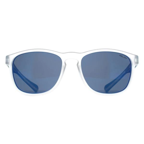Relay Round Unisex Matte Transparent and Blue Revo Polarized Pulse Sunglasses
