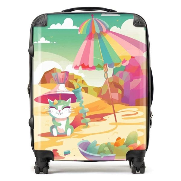 Warren Reed Kitten On A Beach Holiday Suitcase