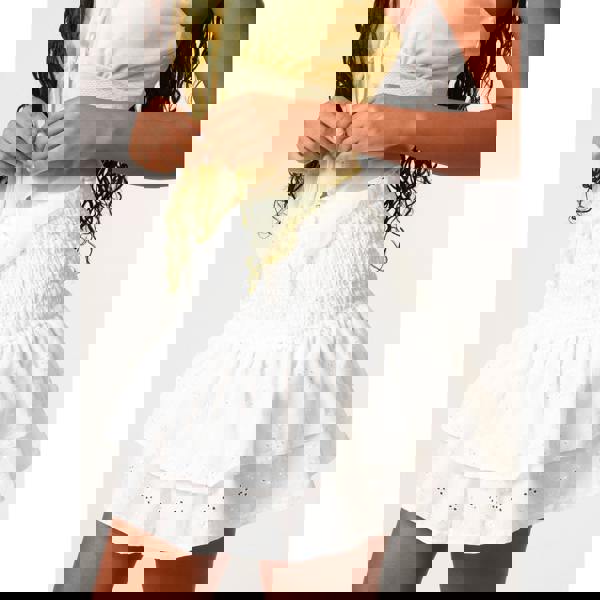 Pink Vanilla Broderie Ruffle Mini Skirt