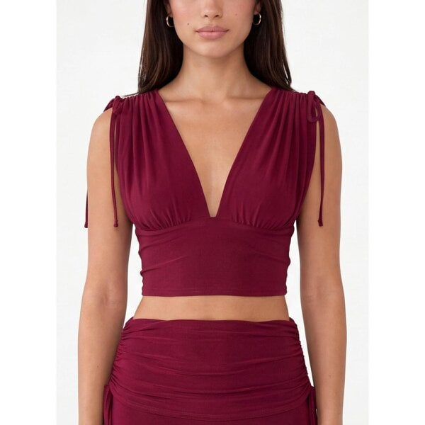 Pink Vanilla Ruched Shoulder Crop Top