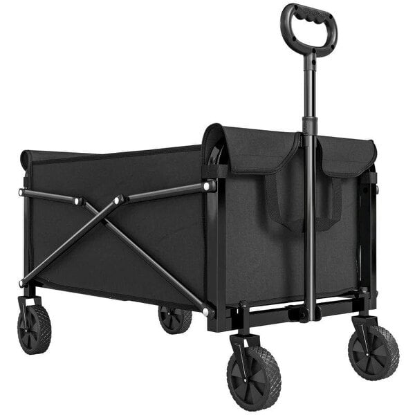 Bobobiy 81L Festival Trolley on Wheels, Compact Garden Folding Trolley Cart with Adjustable Handle 80L Black