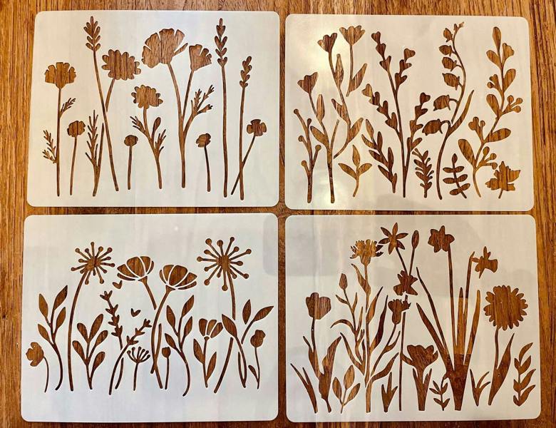 Sourdough By The Sea Flower Stencils for Crafts Wildflower Patterns Templates Art Set of 12 - Flowers Nature Design