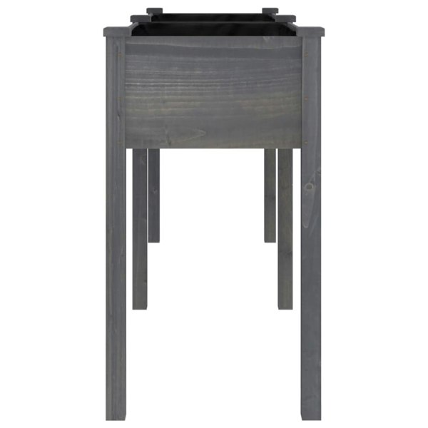 Berkfield Planter with Liner Grey 161x45x76 cm Solid Wood Fir