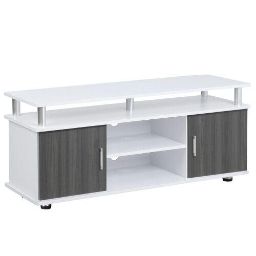 Wyld Haus Mihavi 120cm Wooden Grey And White Media Console With Shelf And Cupboards For TVs Up To 50 Inches