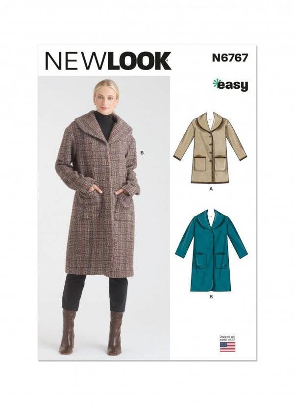 New Look Sewing Pattern 6767, Coats for Women, A (XS-S-M-L-XL) - Easy