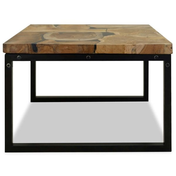 Berkfield Coffee Table Teak Resin 60x60x40 cm Black and Brown