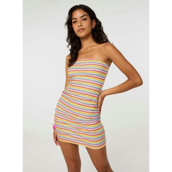 Pink Vanilla Multi Stripe Bandeau Dress