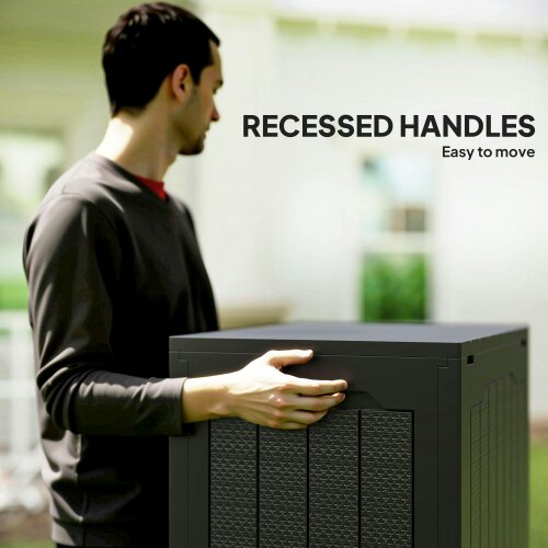 Wyld Haus Vevino Nela Plastic Black Outdoor Garden Storage Box With Handles 93 Litre Capacity