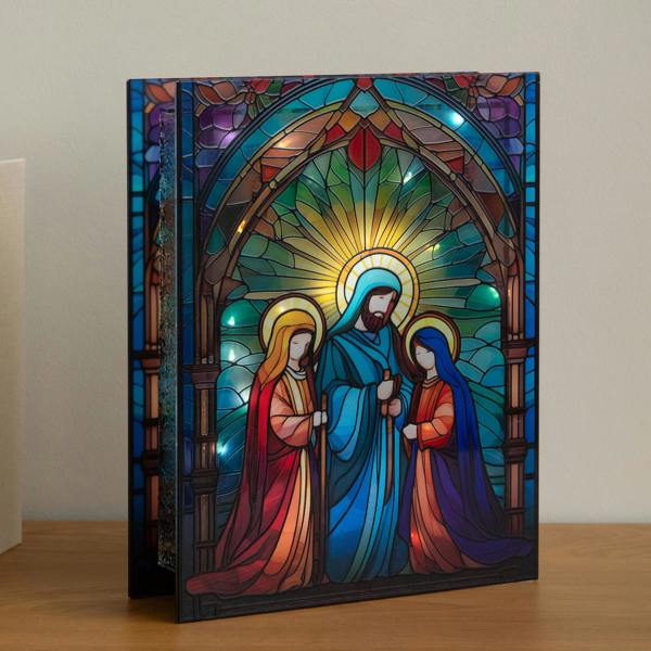 Samuel Alexander 28 x 21cm Light Up Nativity Scene Stained Glass Christmas Decoration