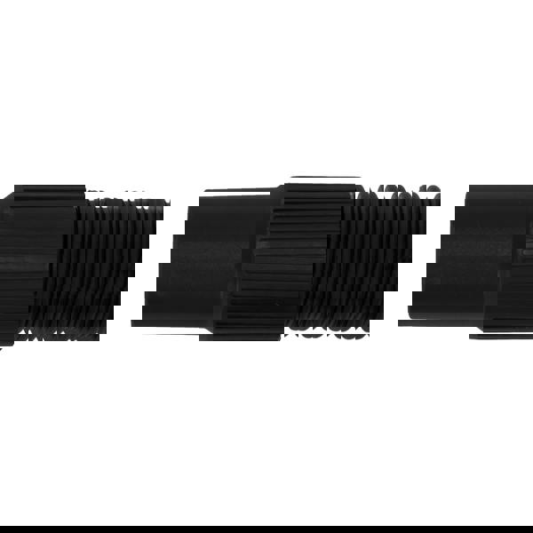 Flexible 5m black vacuum hose with ribbed texture and a smooth, tapered end for easy attachment to vacuum cleaners