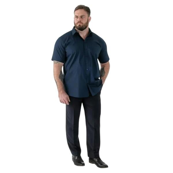 Duke Mens D555 Lucas Stretch Kingsize Short-Sleeved Shirt - Navy