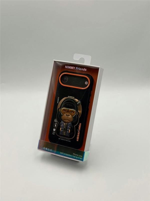 Nimmy Friends Nimmy Cool & Cute 2.0 Gorilla Case with MagSafe Stand for iPhone 17 Air 6.5" Black Orange - N-YJKM-CXZJZH-IP17-AIR-016