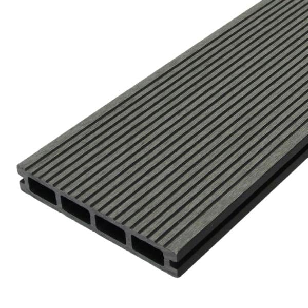 Castle Grey Jardí Composite Decking plank with a textured, grooved surface, showcasing durability and modern design for outdoor spaces