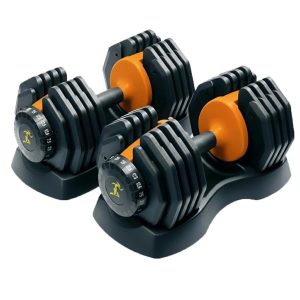 Homeology Urban25 Home Fitness Adjustable Dumbbell from 2.5kg to 25kg Pair Training Weights Black Orange