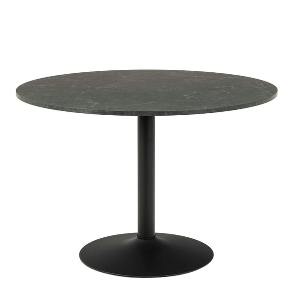 Wyld Haus Aars Round Black Marble Effect Dining Table Trumpet Base