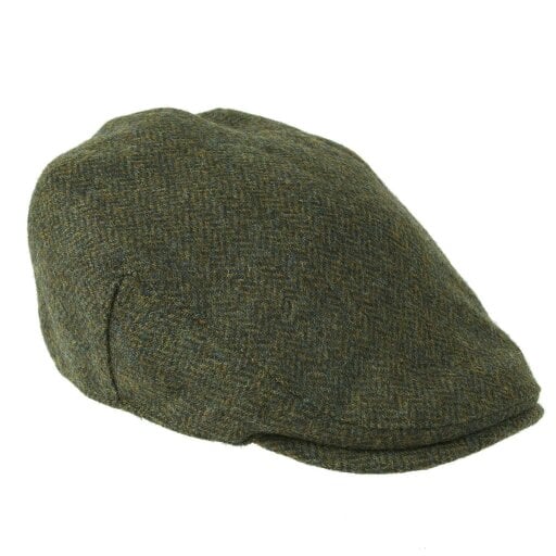 Heather Hats & Accessories British Tweed Wool Flat Cap, Satin Lining, Outdoor Wear, Pine Olive