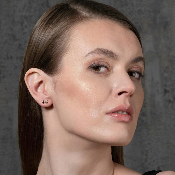 Rose Gold Small Bow Stud Earrings for Women - namana.london