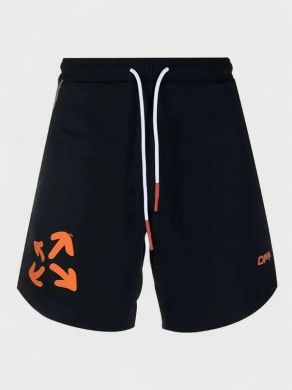 Off-White Active Arrow Knit Shorts Black Orange