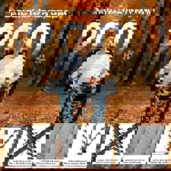 Levede Oversized Folding Camping Chair Padded with Cooler Bag Cup Holder 200KG