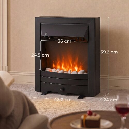 HOMCOM Electric Fireplace Stove Freestanding/Inset, 1000W/2000W